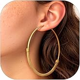 PROSTEEL 30/40/60/80/100mm Chunky Hoop Earrings For Women Gold Plated/Black Stainless Steel Hoops Earrings Statement Jewelry