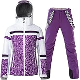 Women's Ski Jackets and Pants Set Windproof Waterproof Insulated Snowsuit Winter Warm Snowboarding Snow Coat