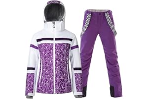 GS SNOWING Women's Ski Jackets and Pants Set Windproof Waterproof Insulated Snowsuit Winter Warm Snowboarding Snow Coat