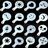Tmtop Lot De 16 Pochoirs Pour Décoration De Café, Cappuccino, Latte, Art Barista