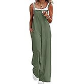 Lepunuo Womens Casual Loose Jumpsuits Summer Boho Wide Leg Rompers Sleeveless Overalls with Pockets