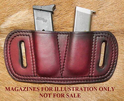 Leather - Double Magazine Ammunition Pouch, For .380 mags, Fits Colt Government 380 or Sig P232, P238 magazines - Thumbnail 4