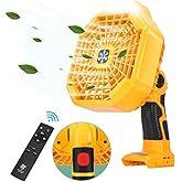 Hiesuan Portable Fan for Dewalt 20v Battery, Cordless Jobsite Fan with LED Lamp, Remote, 4H Timing Function for Camping, Repairing, Garage, Power Outages(Battery Not Included)