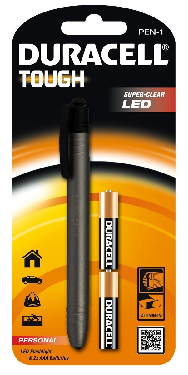 Duracell Flashlight Tough Pen Torch, 5 Lumen LED Light, Batteries Included (PEN-1)