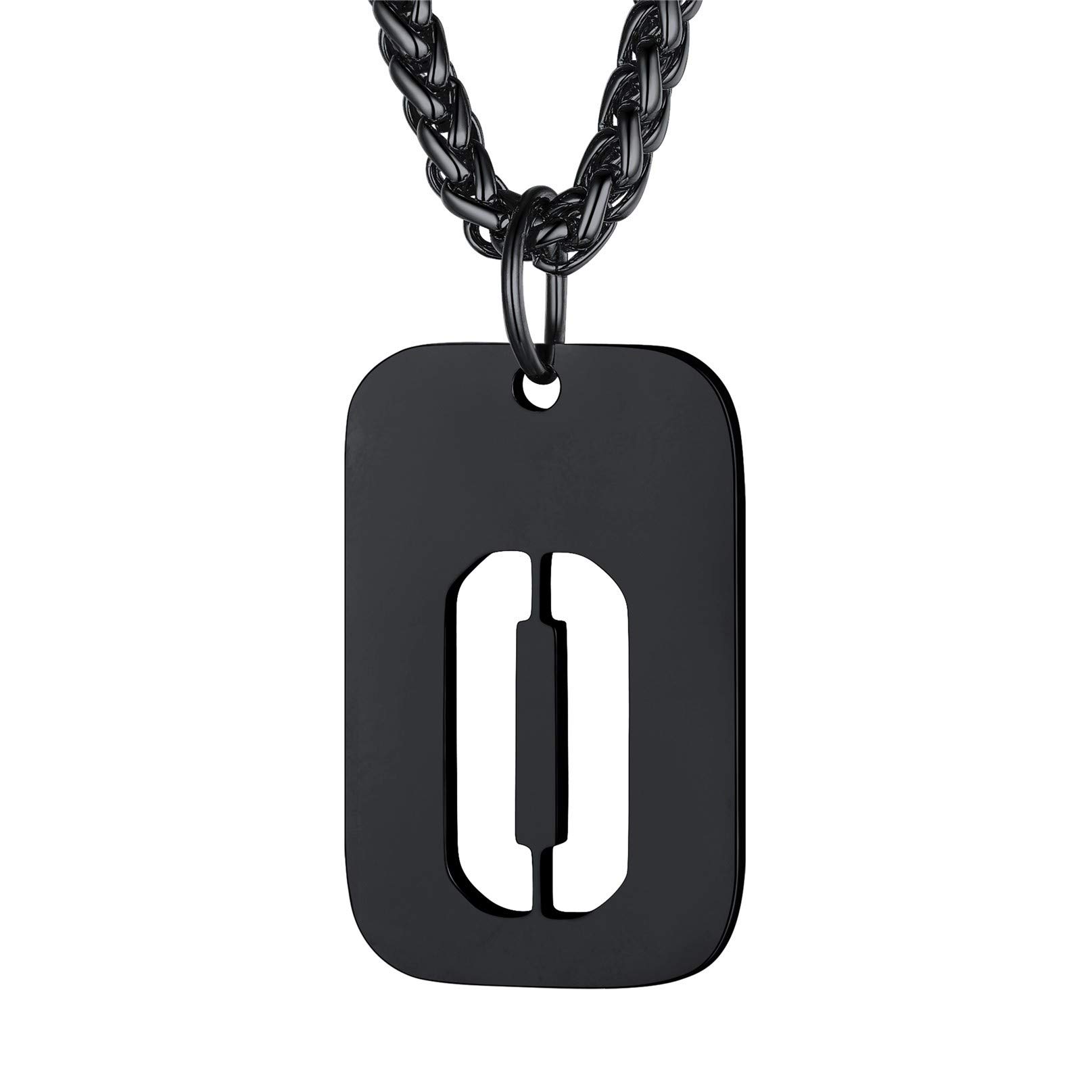 Bandmax Initial Letter For Men Women Necklace Chain Dog Tags Army Chain Stainless Steel 26 Alphabet Hollow Capitals Boy Chains With Pendants Jewelry Steel/Black Necklace Chain For Men