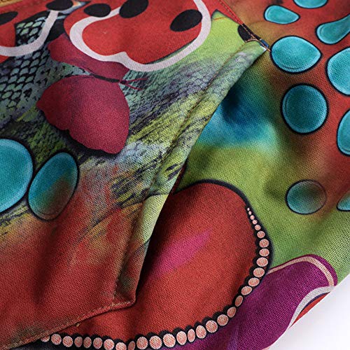 XOWRTE Women's Vintage Coat Oversize Floral Print Winter Warm Jacket with Hooded Pockets Overcoat Outwear
