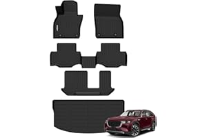 GINOWY-Floor Mats & Cargo Liner Set for Mazda CX90 2024 2025 (Only for 8 Seats), TPE All Weather Mats Floor Liners Waterproof Trunk Mat Car Accessories for Mazda CX-90
