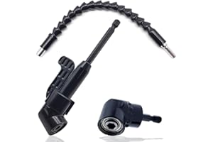QISF 2Pcs Black 105 Degree Right Angle Drill Adapter & 1/4 Inch Hex Shank Screwdriver Angled Bit Holder Extension