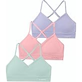 Livona Racerback Training Bra for Girls- 3 Pack Seamless Sports Bra, Padded Everyday Bra Bralette,Crop Cami Tank Top (6-14)