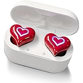 Yoidesu Earbuds Stylish Heart Shaped, HiFi Stereo Sound Bluetooth 5.3 Headphones with Charging Case, Cute Creative Color Gradient Light Earbuds, Gifts for Girls Friends (Red)