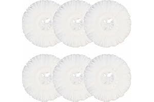 6 Pack Replacement Mop Head Refills Fits for Hurricane Spin Magic Mop Head, for 6.3"Standard Replacement Round，Easy Cleaning 