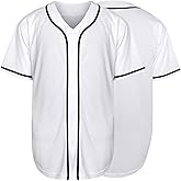 MESOSPERO Plain Button Down Blank Baseball Jersey Short Sleeve Hipster Hip Hop T Shirts