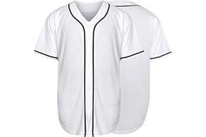 MESOSPERO Plain Button Down Blank Baseball Jersey Short Sleeve Hipster Hip Hop T Shirts