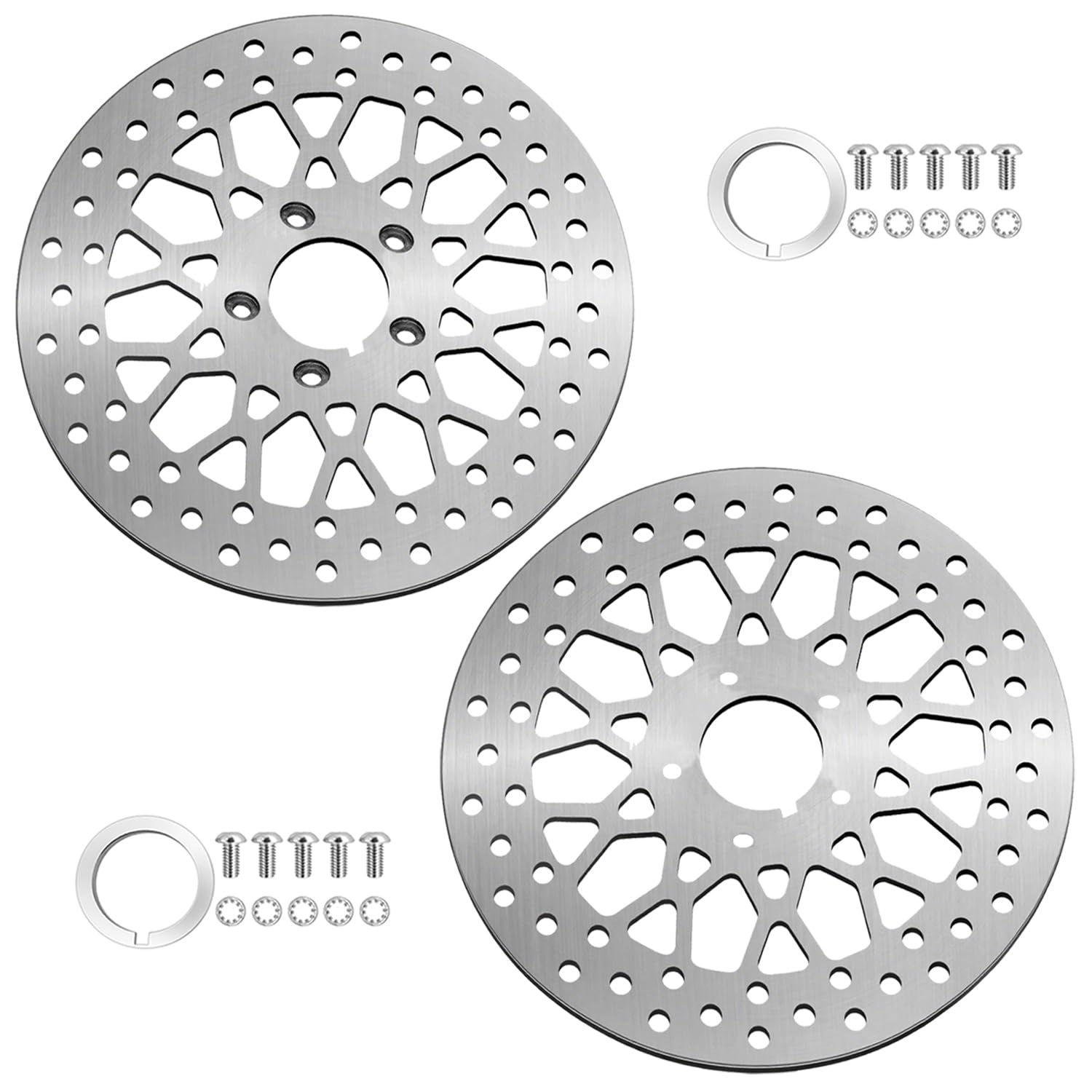 Photo 1 of Harley Brake Rotors 11.5-inch Front Rotors 2 Piece Compatible with Harley motorcycle on Electra Glide Road Glide Road King and other models Stainless steel brake discs brushed surface