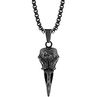 Winged Skull Pendants Necklaces with Chain, Stainless Steel Retro Style Biker Gothic Punk Jewelry for Men