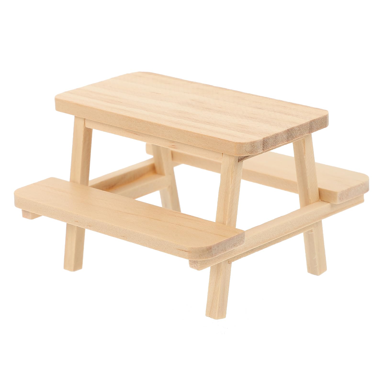 TOYANDONA Miniature Wooden Doll House Picnic Table and Chair Model Small Dollhouse Furniture Prop for Outdoor Scene Decoration Lightweight and Detailed Mini Furniture Accessory