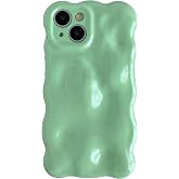 Caseative for iPhone 14 Case, Green | Water Ripple Wave Meteorite Bubble Pattern Chrome Plating Electroplated Candy Color Soft