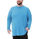 Mens Big and Tall Long Sleeve Swim Shirt Sun Protection UPF 50+ Rash Gard Quick Dry T-Shirt (2XL-8XL)