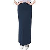 BABY O Women's Basic Modest 37" Below The Knee Ankle Length Maxi Straight Skirt