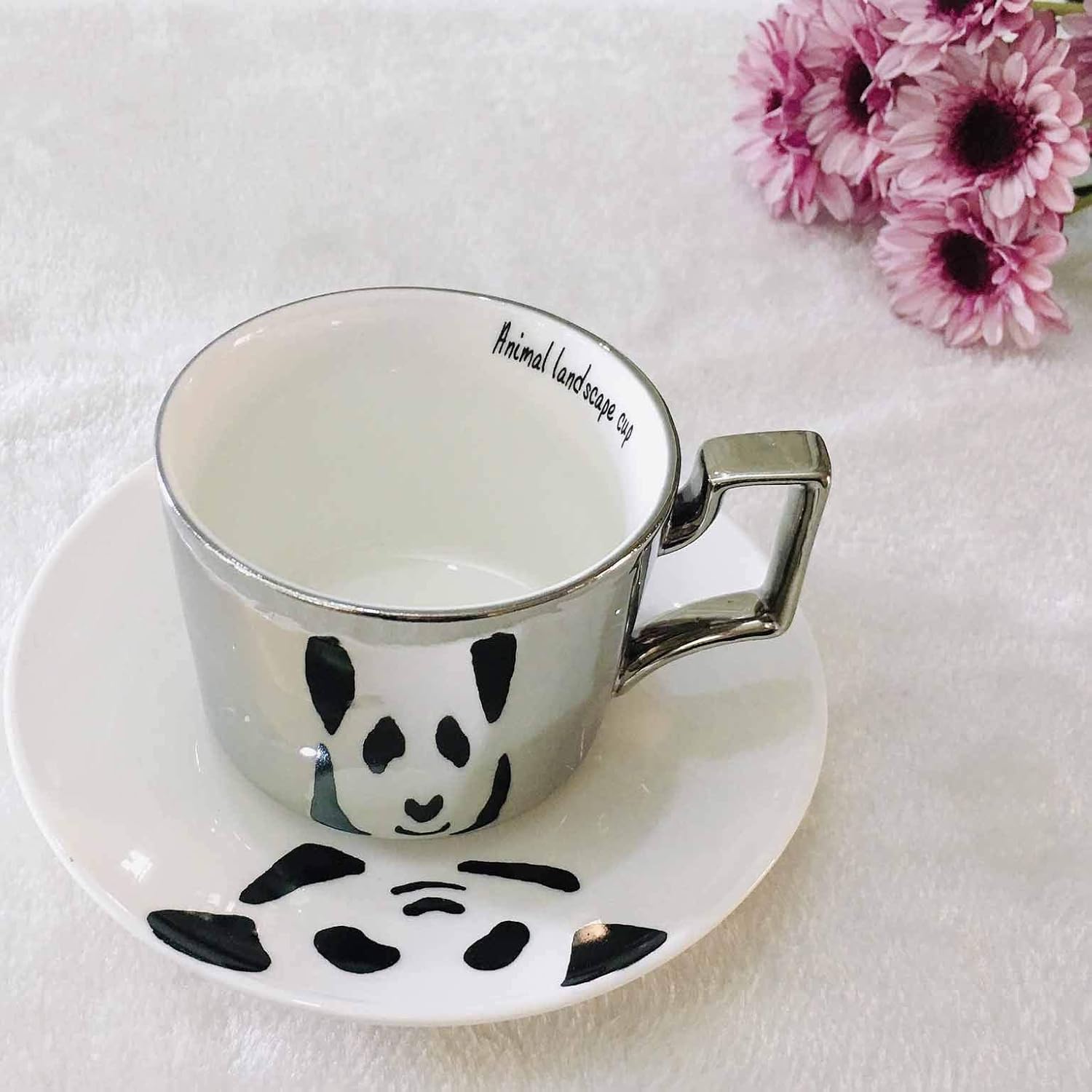 Amazon Com Creative Luxury Mirror Inverted Image Cup And Saucer