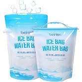 Belinlen 6 Pack Reusable Ice Bags for Cooler 5lb / 10lb Cooler Ice Cube Bag | with Sealed Sliding Handle, Long Lasting Cold Dry Freezer Packs Leakproof Ice Bag for Camping, Hiking and Drinks