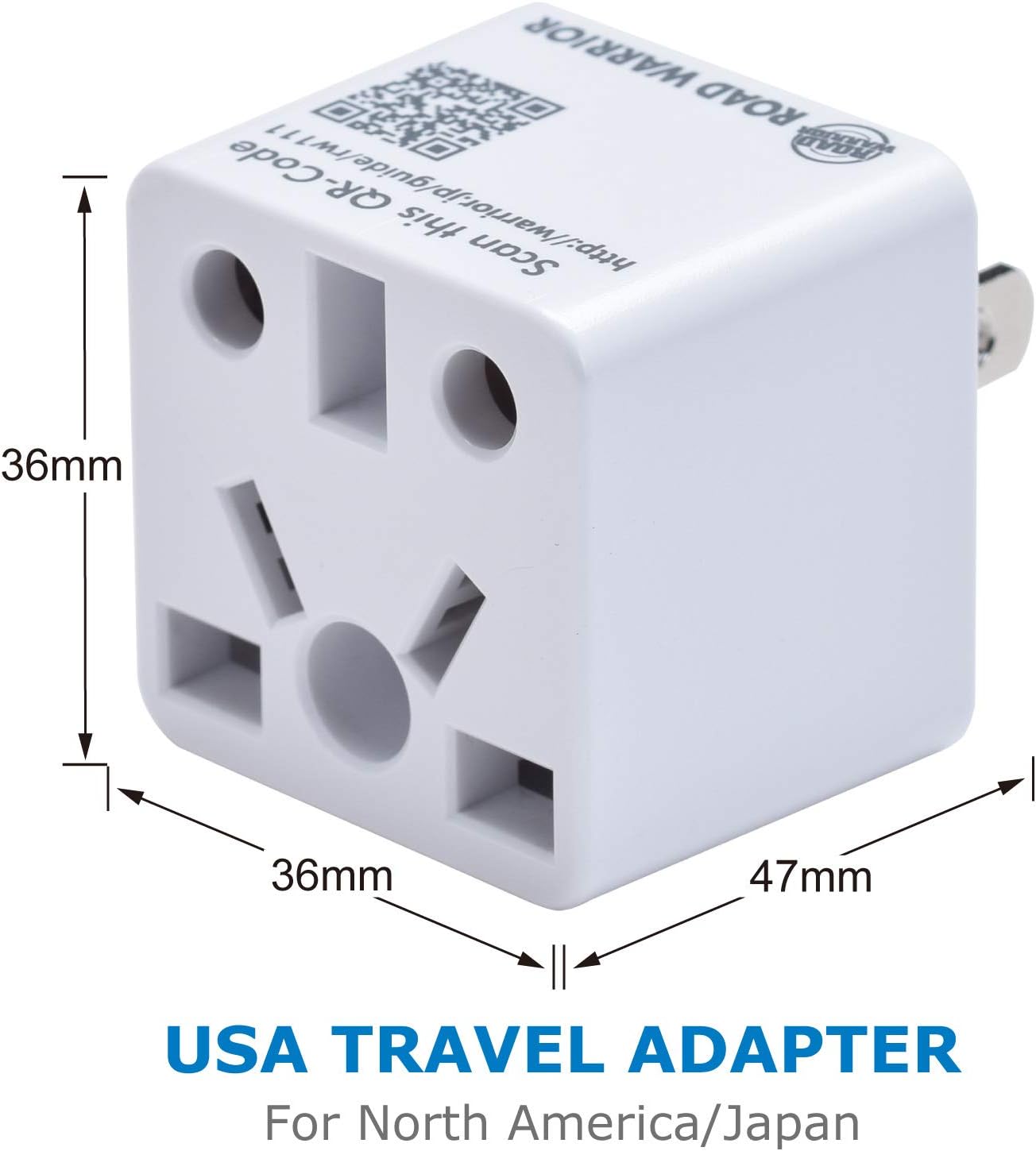 ROAD WARRIOR US Travel Plug Adapter EU/UK/CN/AU/IN to USA (Type A) - RW111WH-US - - 