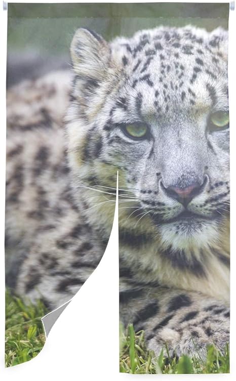 Amazon 横になっている白いヒョウ 暖簾 のれん 透明性質感通気性高級暖簾 さらさら 清潔感 輻射熱 夏涼しく冬温かい デザイン のれん オンライン通販