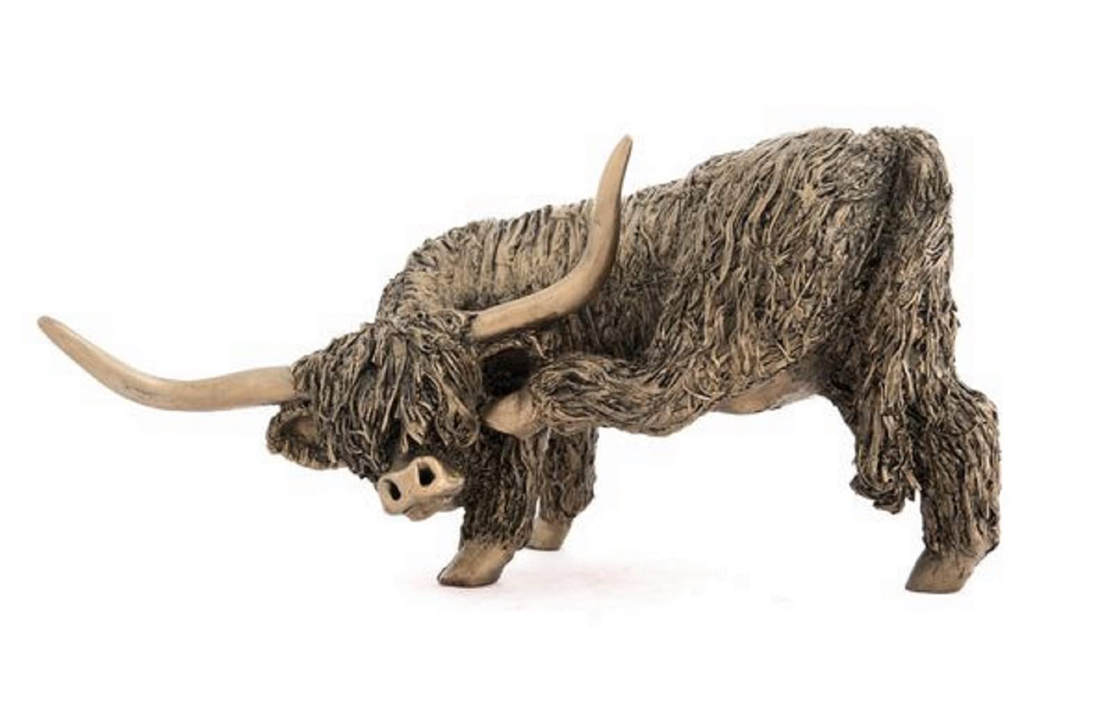 Large 'Highland Bull Scratching' Sculpture by Veronica Ballan