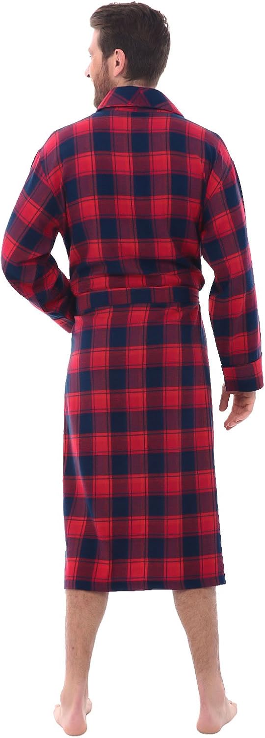 Alexander Del Rossa Men's Lightweight Flannel Robe, Soft Cotton Kimono at  Men’s Clothing store