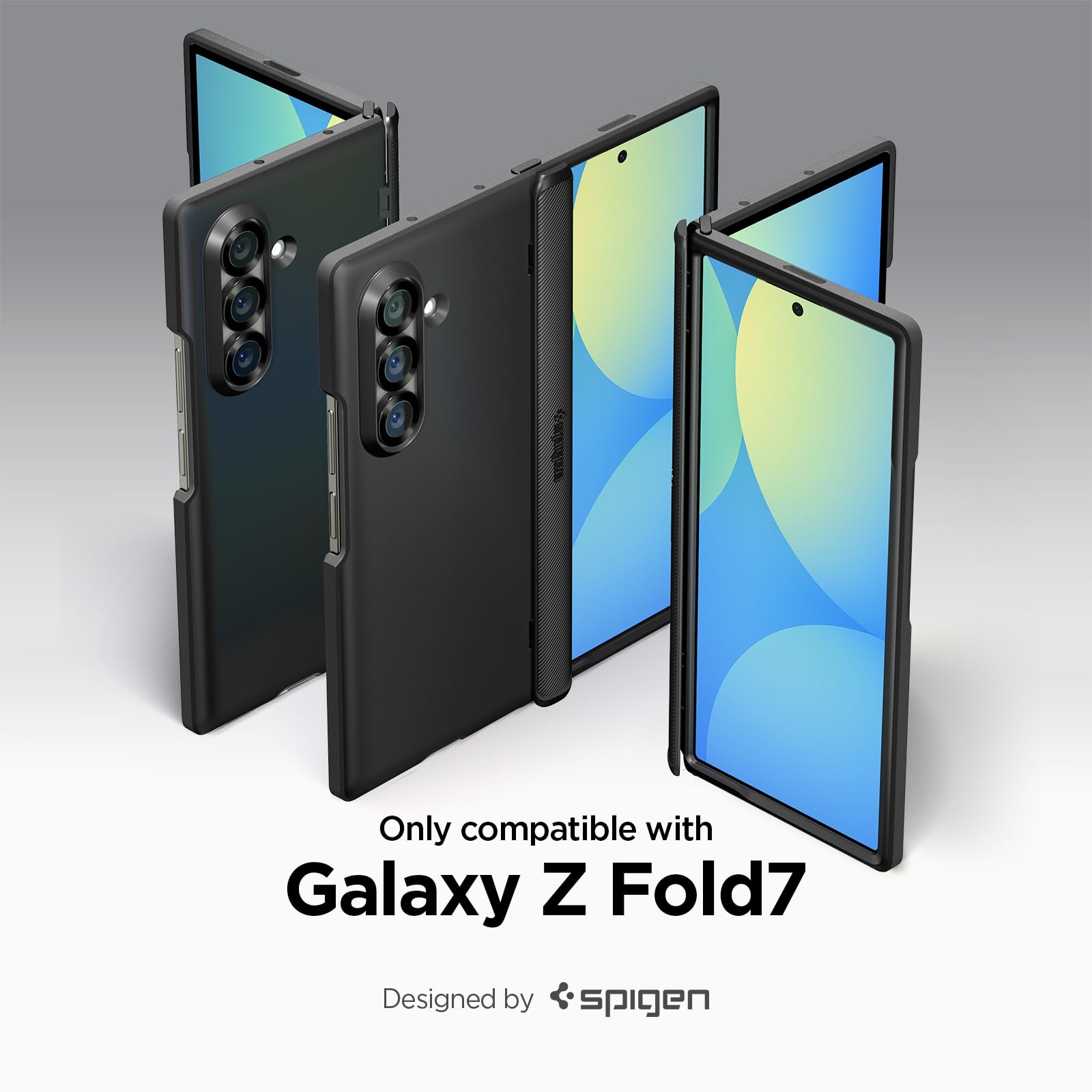 Spigen for Galaxy Z Fold 7 Case, Slim Armor Pro MagFit [Hinge Protection] [Fast Wireless Charging/Magnet for Galaxy] - Black