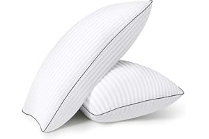 HYLEORY Bed Pillows Queen Size Set of 2 for Sleeping - Luxury Hotel Pillows, Soft & Supportive Down Alternative Microfiber Cooling Pillow for Night Sweats Back/Stomach/Side Sleepers, White