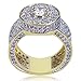 JINAO Gold Ring 18k Gold Plated Cluster Hip Hop Iced Out Lab Simulated Diamond Micro Pave CZ Pinky Ring Jewelry for Men Women