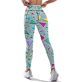 80s 90s Outfit Tummy Control Yoga Pants for Women with Pockets, High Waist Running Sports Workout Yoga Leggings