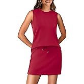 WIHOLL Two Piece Skirt Sets for Women Summer Vacation Outfits Tennis Skirt Crew Neck Top Versatile Lounge Sets