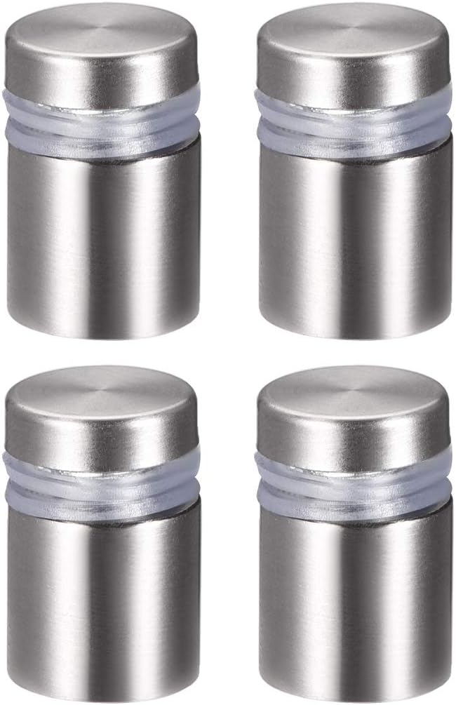sourcing map 5/8 Dia x 1"(16x24mm) Standoff Screws Wall Mount Sign Holders Acrylic Glass Nails 4pcs, Silver Tone, 16mm x 24mm (4 Pcs)