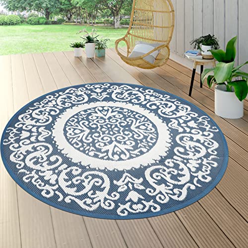 Reversible Outdoor Rugs for Patio 5’ Round Plastic Straw