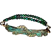 Elaine Coyne Collectible Artwear Verdigris Patina Art Nouveau Dragonfly Medium Rockband Bracelet - Chrysocolla