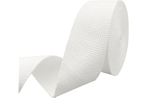 AEVORA 1.5 inch Cotton Webbing Braid Handles Bag Strap 15ft High Density Webbing Plain Weave Straps for Cloth Tote Bag, Pet Collars, DIY Projects, Crafts, Outdoor Accessories (529 White)