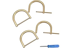 willikiva 4Pcs D Ring with Closing Screw Replacement Screw Shackle Key U Shape D Rings Holder Horseshoe DIY Leather Craft Purse (Classic Gold,1-1/2inch)