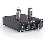 Fosi Audio P1 Tube Pre-Amplifier Mini Hi-Fi Stereo Buffer Preamp 6K4 Valve Vacuum Pre-amp with Treble Bass Tone Control for H