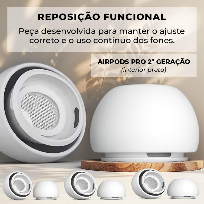 3 Pares Iguais Borrachinha Para Airpods Pro Com Tela - Pp Ao G Branco