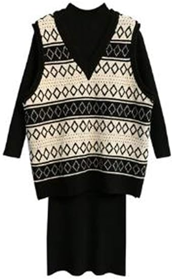 Amazon ンーセンー ｖネックニット レディース ニットインナー ゆったり ショート ベスト おしゃれ ニットベスト ブラック F ベスト 通販