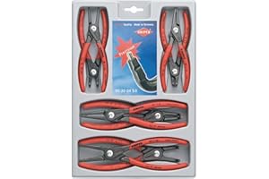 KNIPEX Tools 00 20 04 SB, Precision Circlip Snap-Ring Red Pliers 8-Piece Set