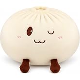 MAQIMAK Dumpling Squishy Plush Pillow, White, 11 Inch | Super soft plush, cute dumpling squishy toy for kids teens adults, cozy couch and bed decor, birthday Christmas gift