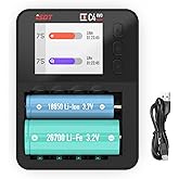 ISDT C4 EVO Smart AA AAA Rechargeable Battery Charger with Type-C QC3.0 Output for Li-ion Ni-MH Batteries with Display Screen Fire Preventionn Material
