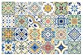 GSS Designs 24 PC Pack Traditional Mexican Talavera Tile Stickers for Bathroom & Kitchen Backsplash Decoration 4x4 Inch (10x10cm) Waterproof Removable Wall Sticker Decals(TS24-005)