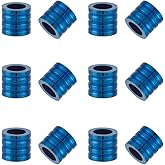 UNICRAFTALE 12pcs Blue Paracord Bead 10mm Diameter Grooved Tube Beads Column Spacer Beads Metal Lanyard Beads Stainless Steel Large Hole Beads for DIY Bracelet Necklace Jewelry Making