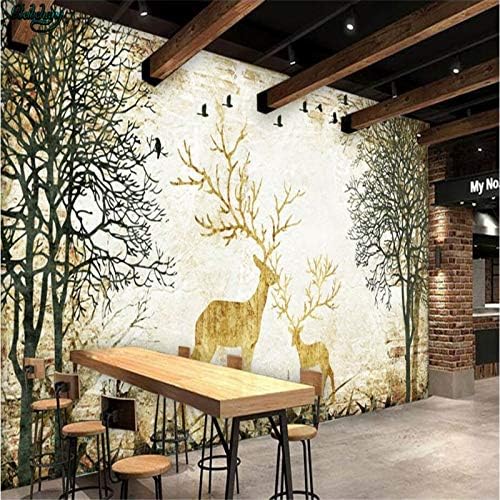 Amazon 壁紙 ノスタルジックなレトロなエルクの森 テレビ 背景 壁 家 装飾 400cm X 250cm Diy 工具 ガーデン