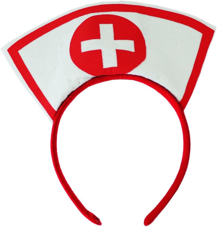 She's Shining Nurse Hat Headband Christmas Halloween Party Costume Cosplay Outfit, White and Red