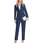 Kelyaa Women's 2 Piece Suit Notched Lapel One Button Slim Fit Business Office Work Tuxedo Blazer Pants Set